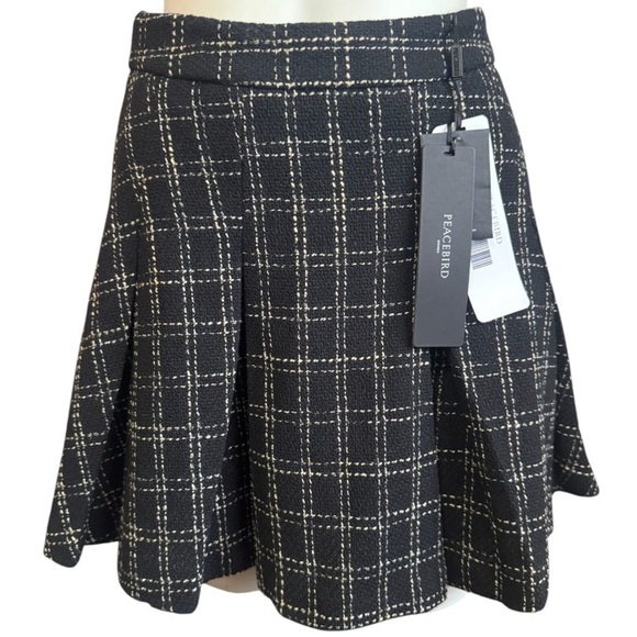 PEACEBIRD Plaid Schoolgirl Skirt Black and Ivory Tweed Mini Skater Women’s Small - Picture 12 of 12